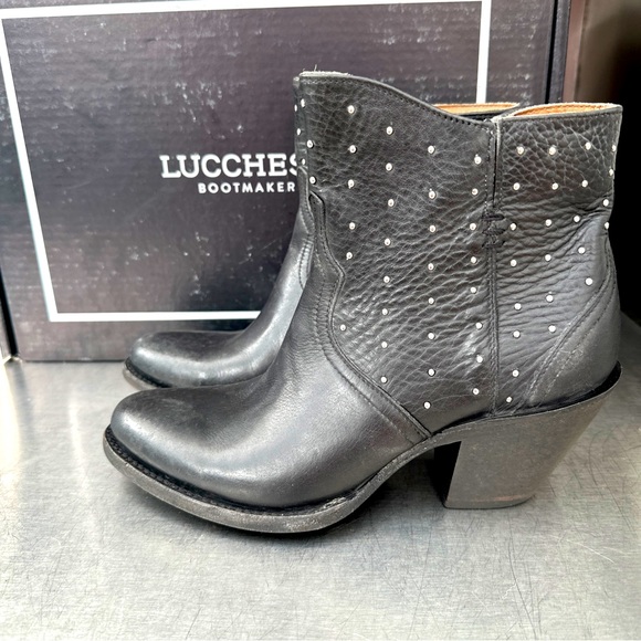 Lucchese Harley Stud Boots in black Stonewash leather. Brand NEW! - Picture 3 of 9